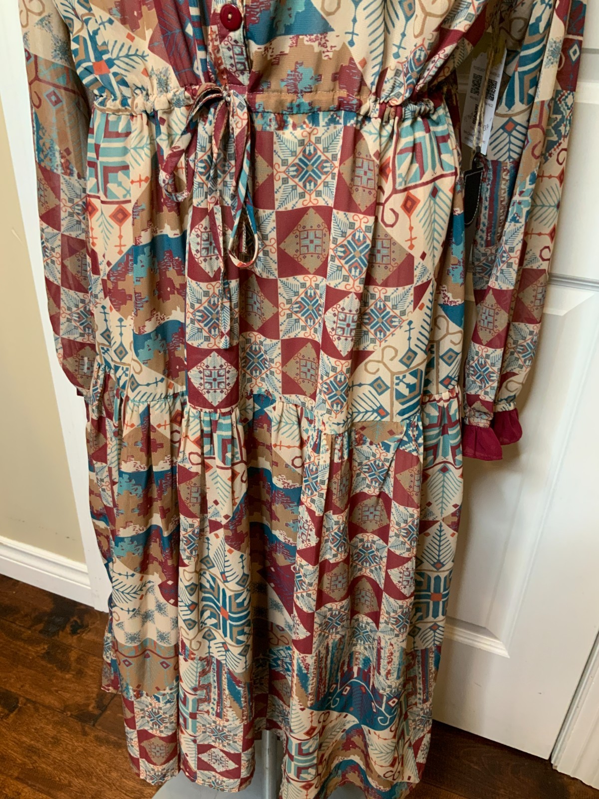 Double D Ranch Prairie Patch Multicolor Bohemian Maxi Dress, Size 2X, NWT!