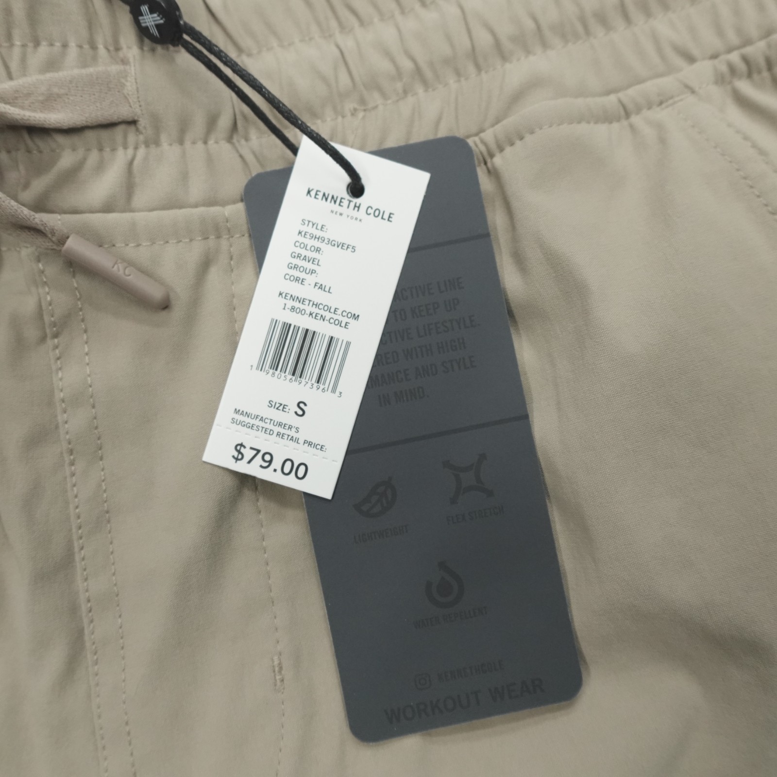 Kenneth Cole Active Men Cargo Joggers Lightweight Stretch Water Repellent Gravel