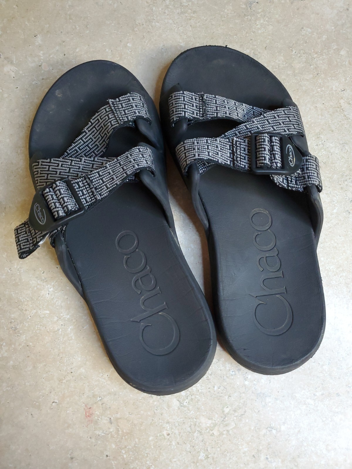 Chaco Chillos Slide Fret Black Men’s Size 8 Comfort Sandals Slip On Slides Used