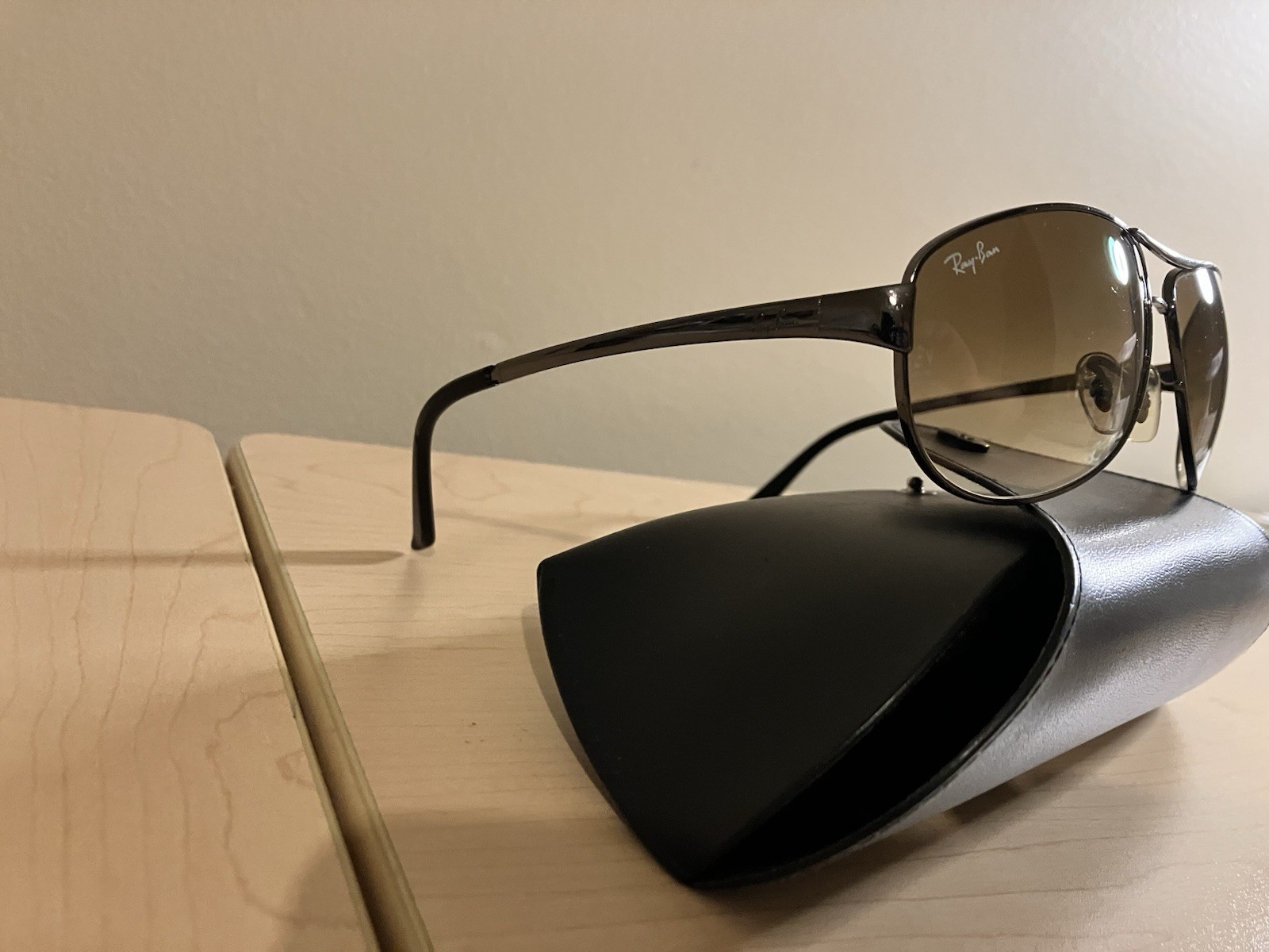 Ray-Ban RB3342 Warrior Gunmetal Brown Gradient Wrap Sunglasses 60□12 w/ Case