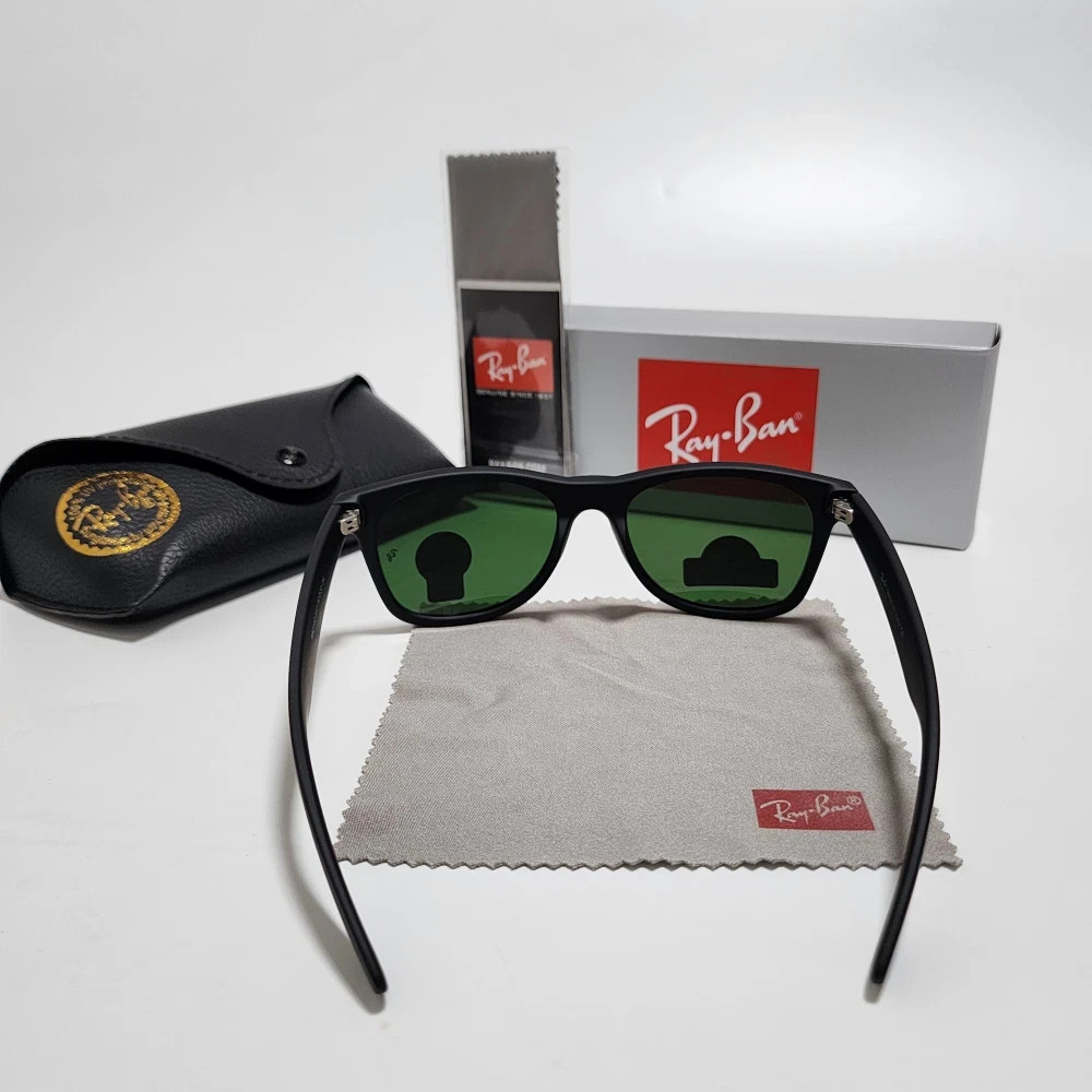 US Ray-Ban RB2140 Wayfarer Sunglasses Black Frame Glass Green Lens 50-22 mm