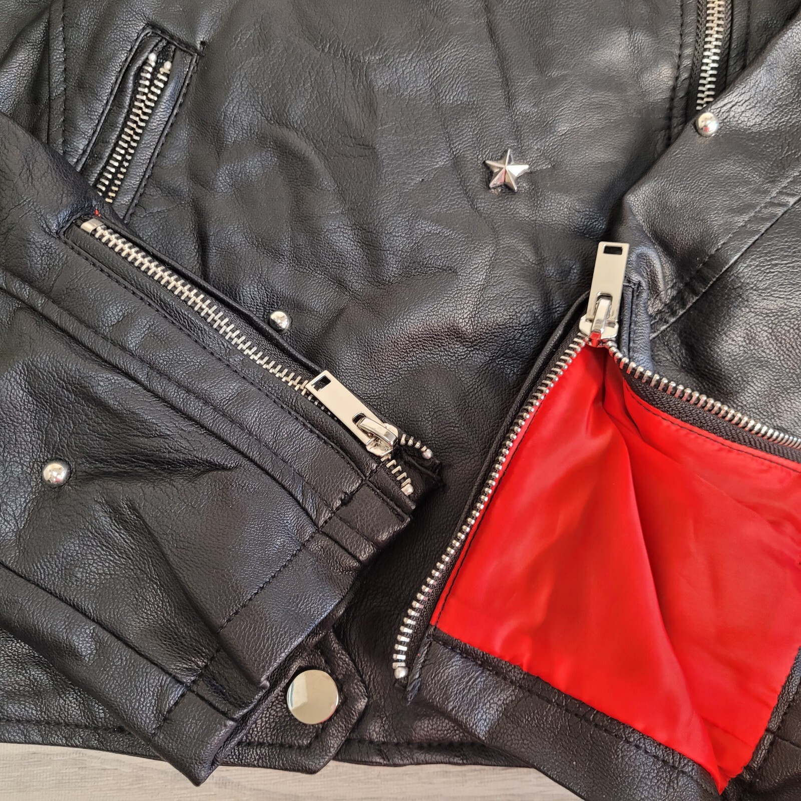 CI SONO By CAVALINI Jacket Womens Large 100% Vegan Leather Lined Bomber Moto