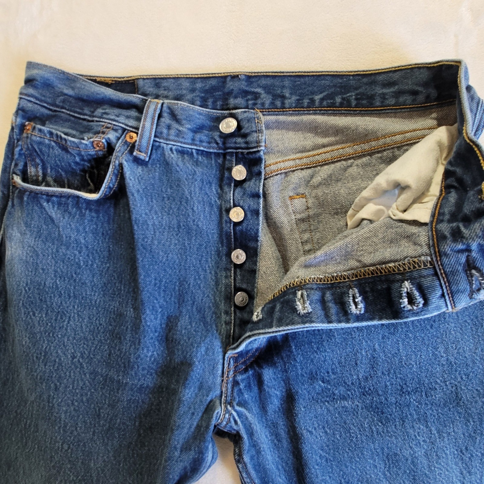 Y2K Levi’s 501 Original Fit Mens 35×30 (33×27.5) Blue Jeans Straight Button Fly
