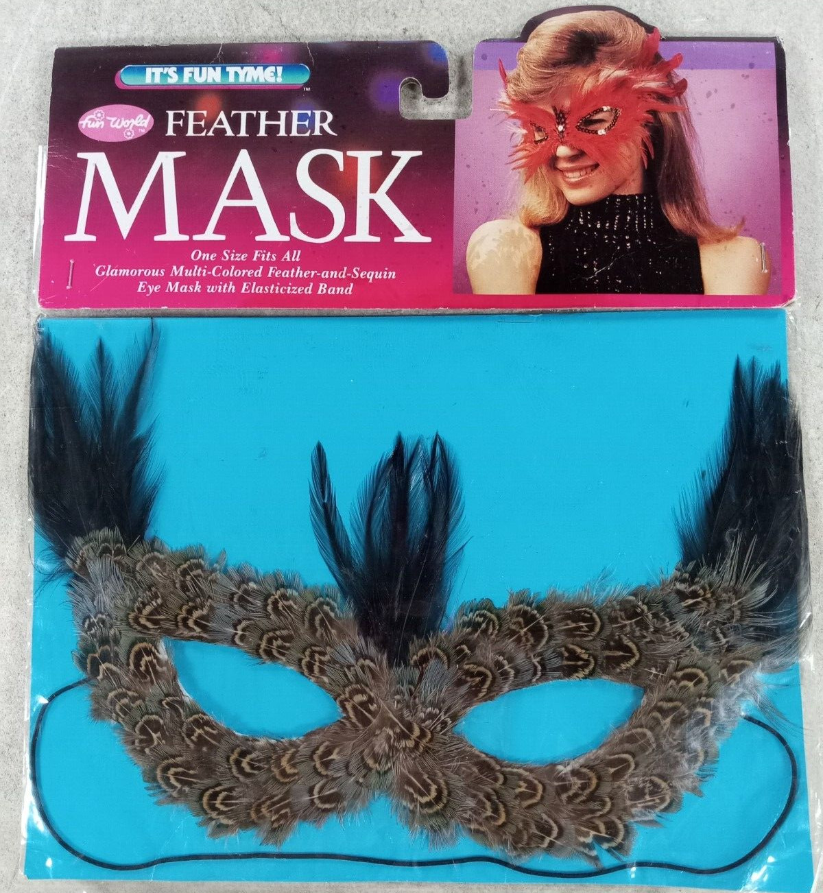 Eye Mask Feather and Sequin Mask with Elasticized Band Multicolor One Size