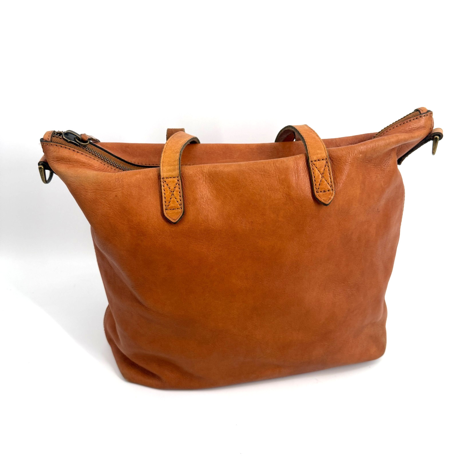 Madewell The Zip-Top Transport Crossbody Satchel Tote Bag Brown Purse Leather