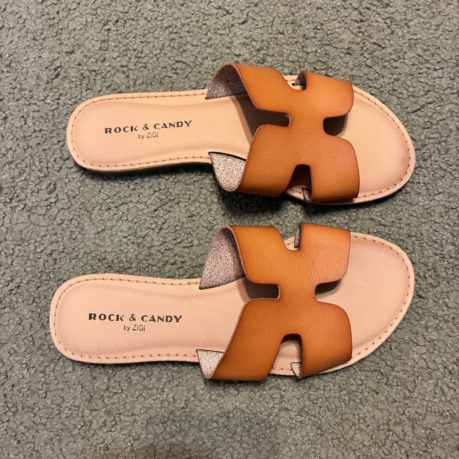 Rock & Candy by Zigi Bindi Sandals Slide Brown Tan Sz 6.5 Cushion Sole Womens