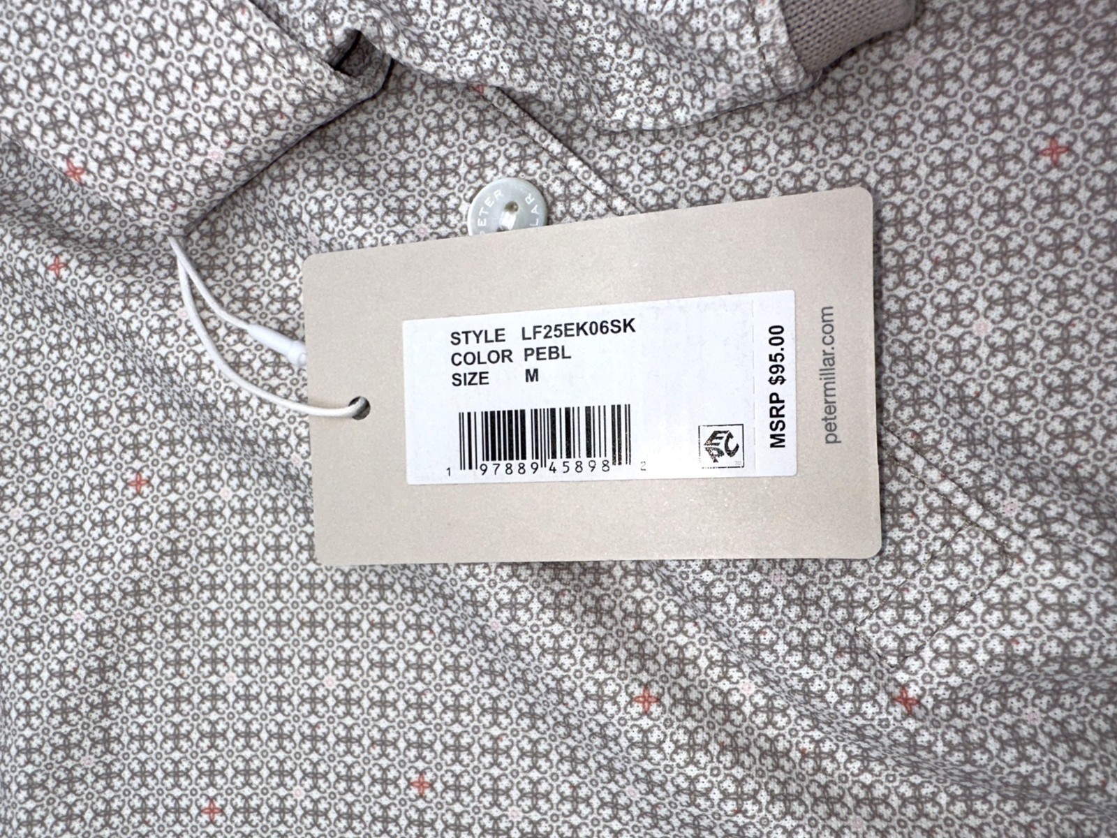 $95 Peter Millar Women’s Banded Mesh Sleeveless Button Polo – Pebble -Medium-New