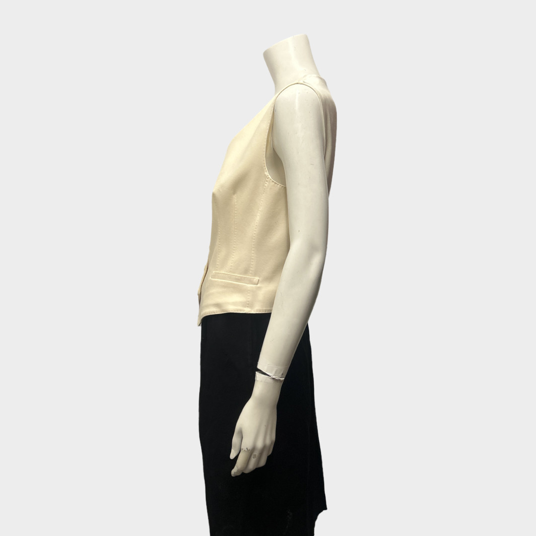 Dolce & Gabbana Cream Wool and Silk Waist Coat Top, size UK14