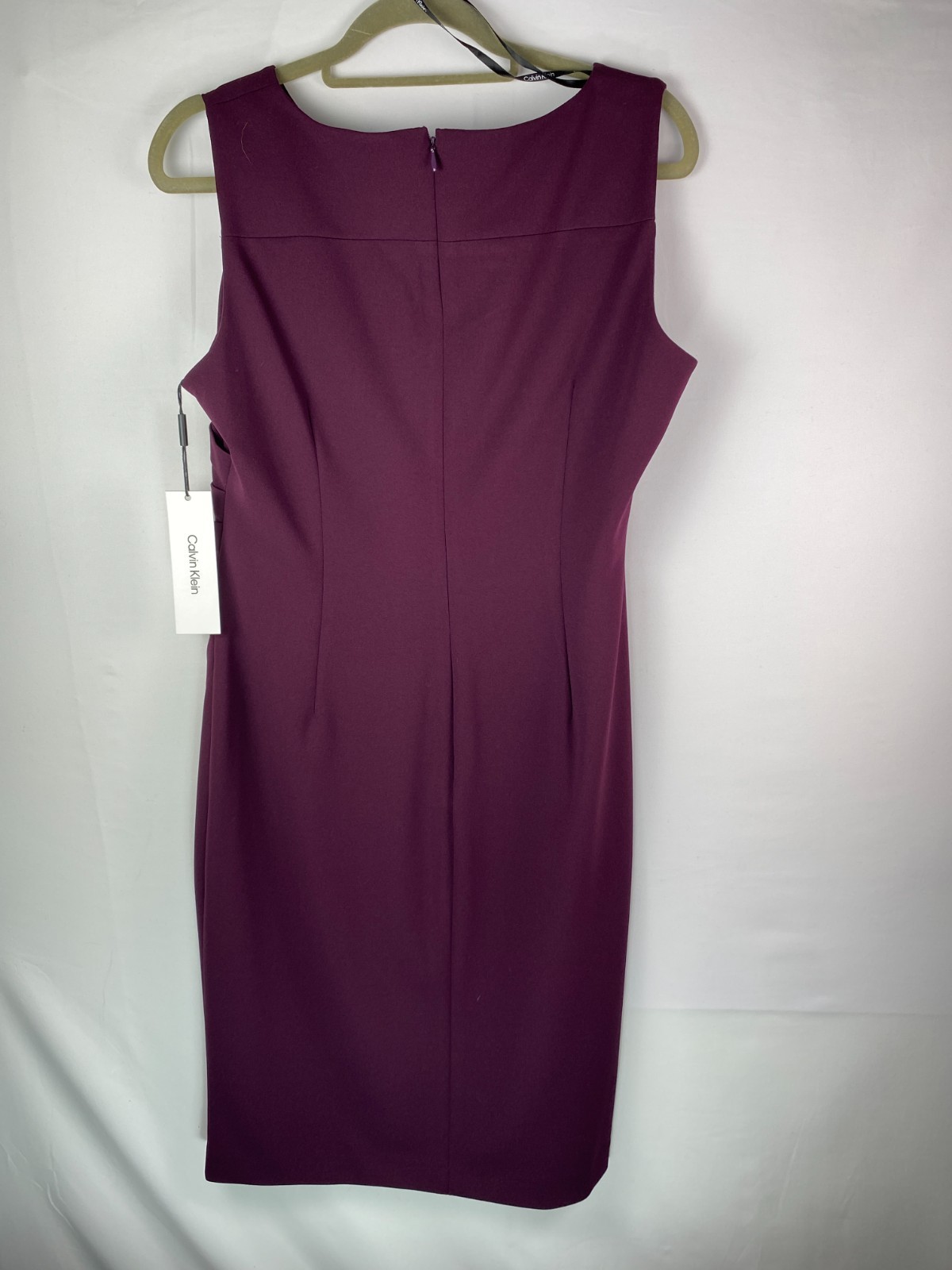 NWT Calvin Klien Ruched Front Sz 12 Sleeveless Sheath Dress Dark Purple Career