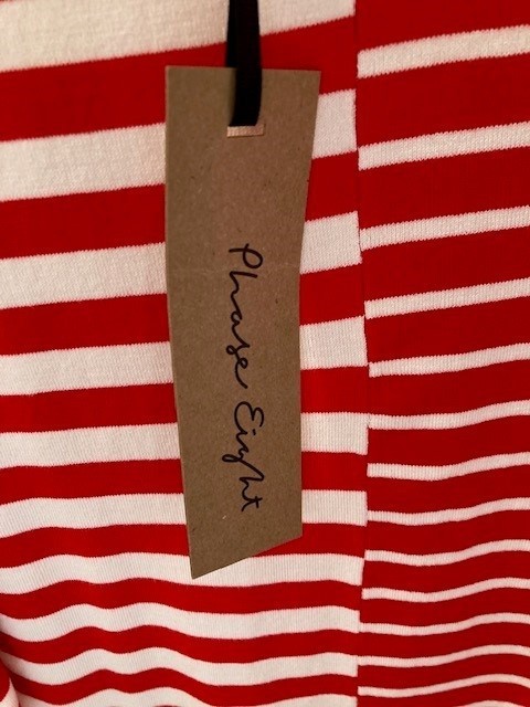New Phase Eight Sukie red and white striped knit jumper top XS 8 – 10