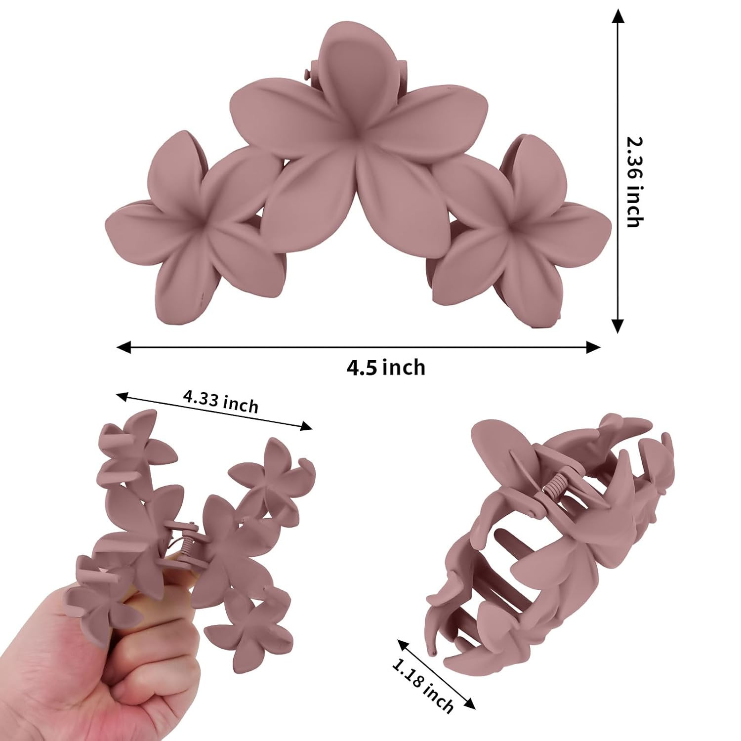4 Pcs Large Matte Non-Slip Claw Hair Clips for Thick Hair – Strong Hold Jaw Clip