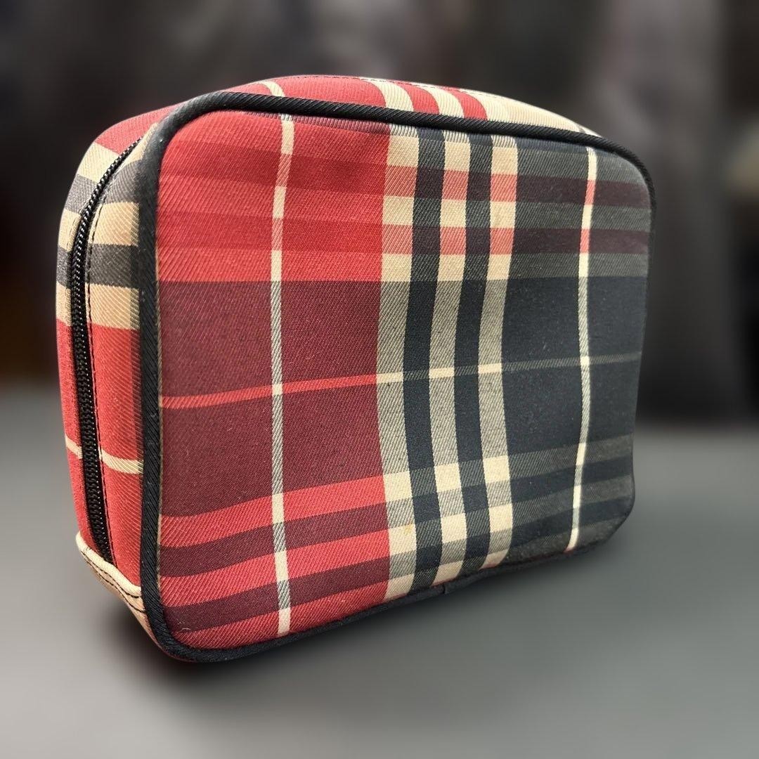 Burberry Plaid Pouch Vanity Clutch Nova Check 6.3×7.9in Used