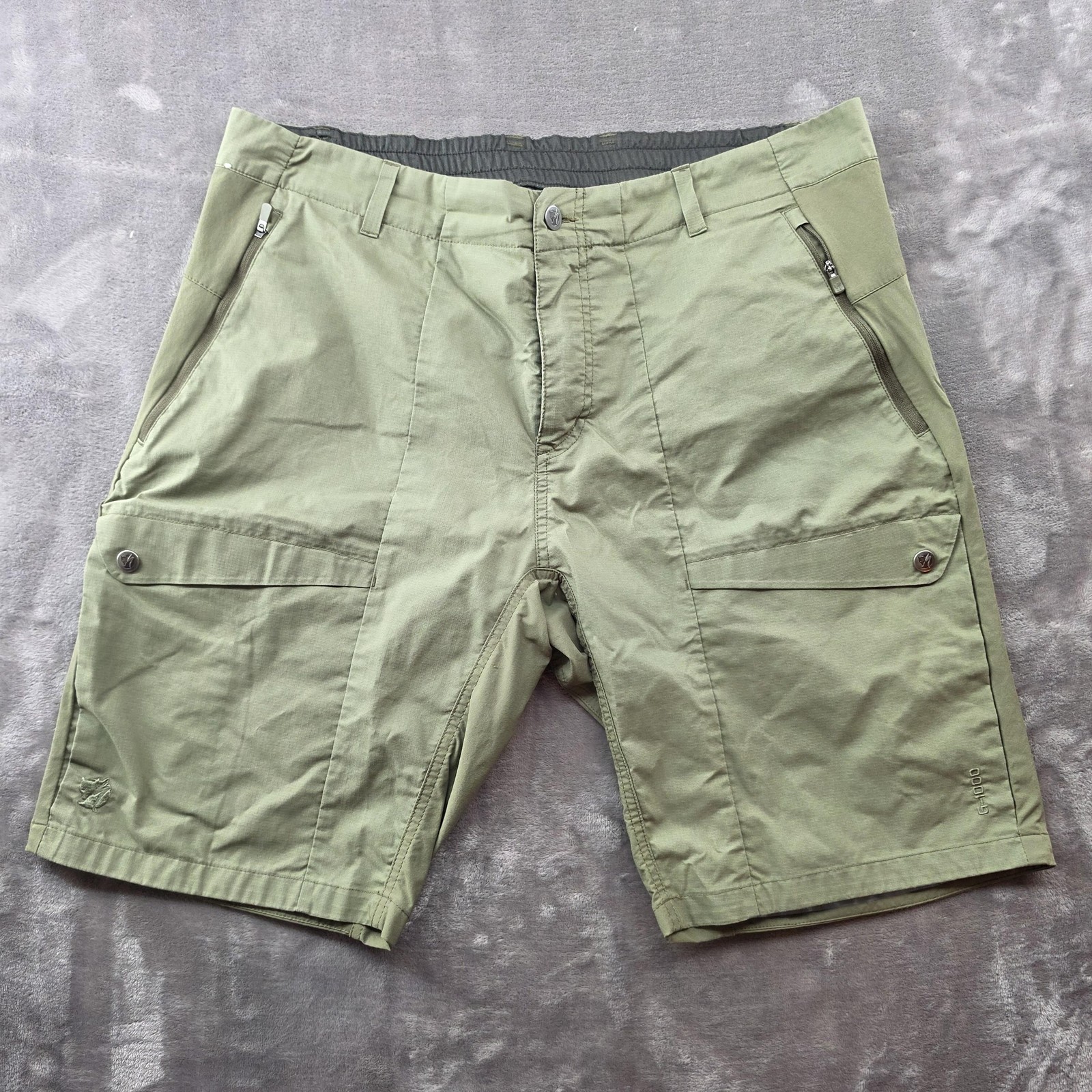 Fjallraven Specialized Shorts Mens 37 Green Cargo G-1000 Outdoor Hiking