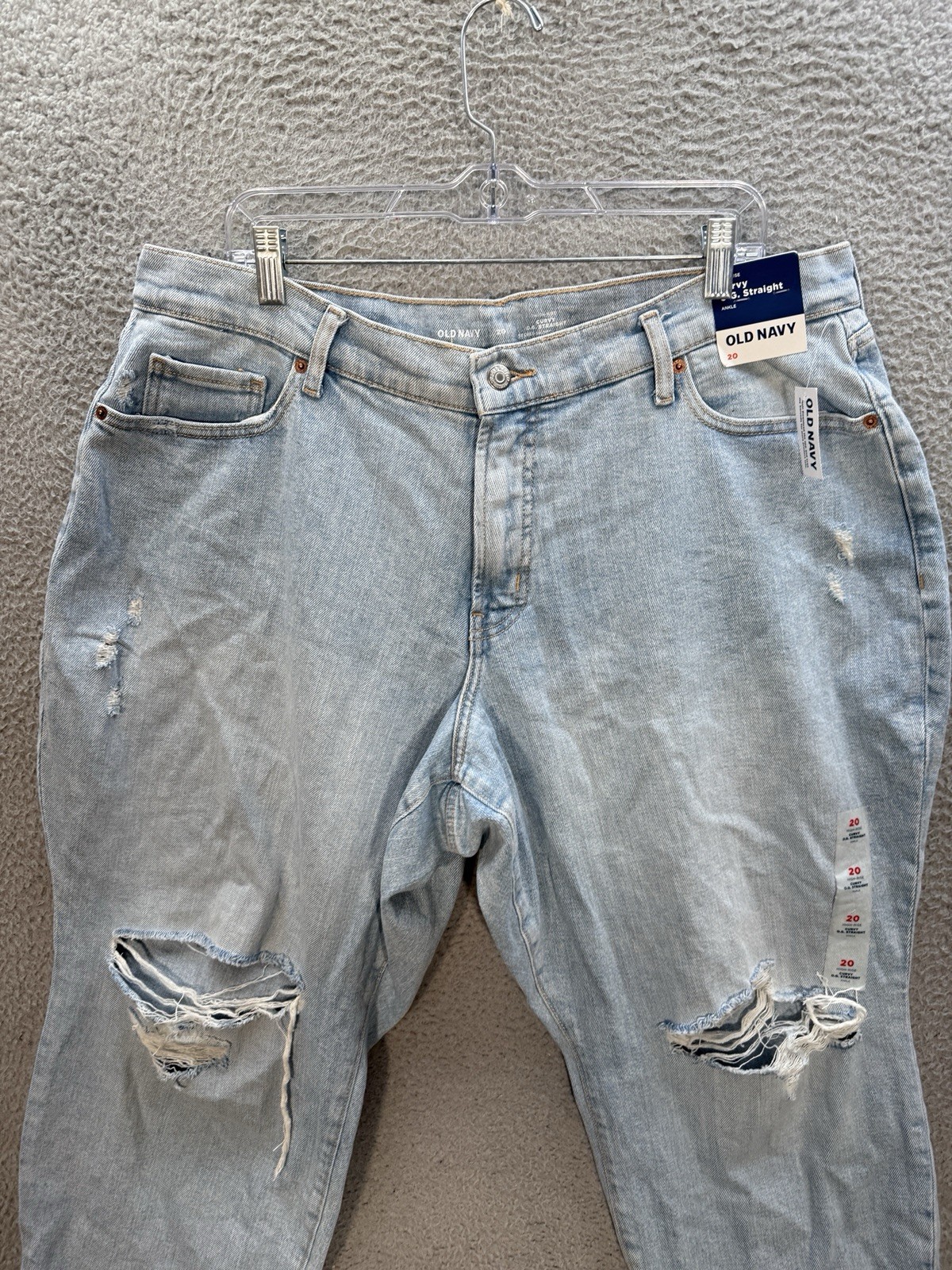 Old Navy Jeans Womens 20 Blue Curvy OG Straight Ankle High Rise Raw Hem Preppy