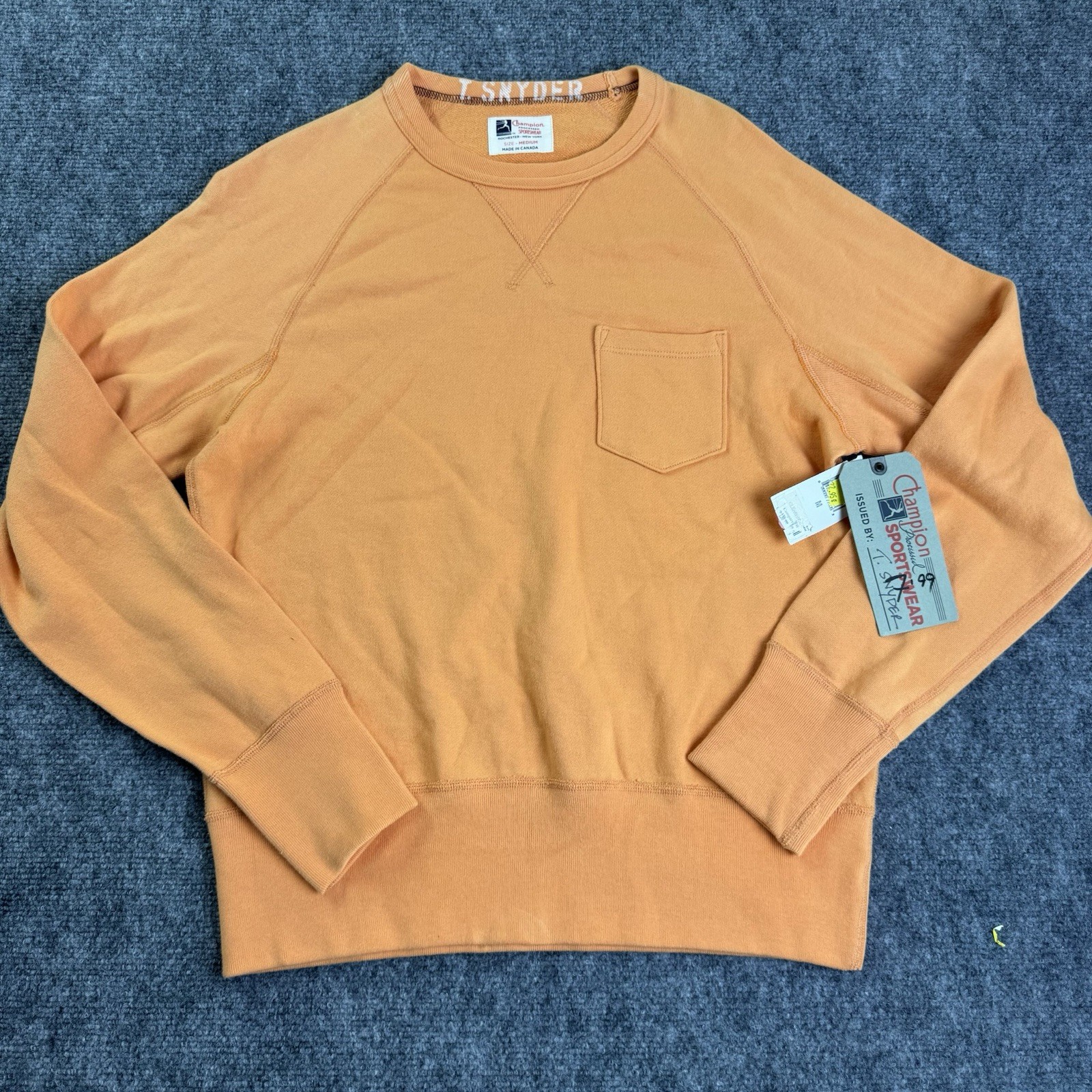 NWT Champion X Tom Snyder Orange pullover, sweatshirt, reverse, weave, medium