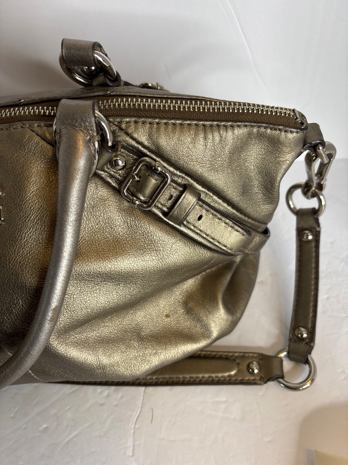 Coach Madison Sophia bronze leather satchel purse shoulder strap dust bag 15960