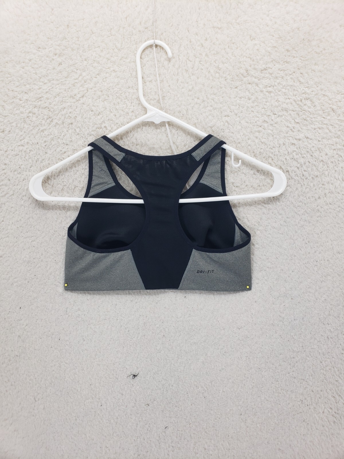 Nike Dri Fit Women Bra Small Gray Black Poly Blend Racerback Active Sport Bra