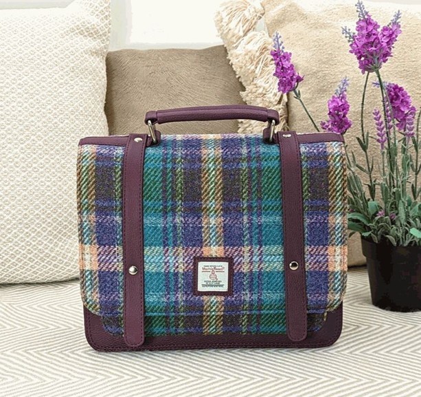 Maccessori Harris Tweed & Vegan Leather Messenger Bag Adjustable Cross Strap