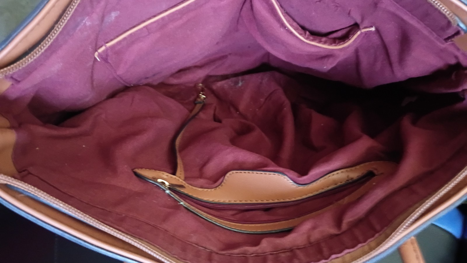Brown Embossed Medium Tote Bag, Zip Top, Gold Hardware, Needs Cleaning