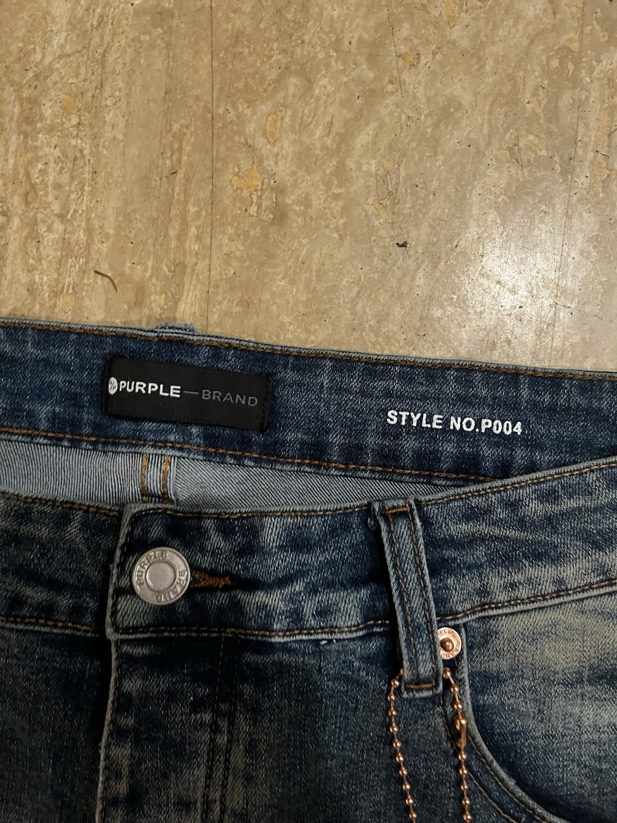 PURPLE BRAND – Distressed Painted Medium Wash Denim P004 Jeans – Men’s Sz 36×34