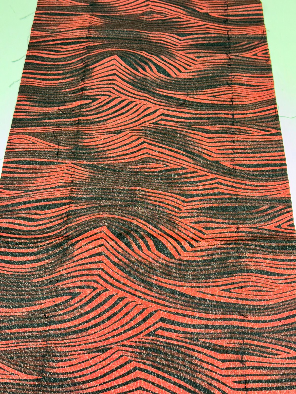 Japanese Vintage Kimono Fabric cloth Boro silk Red Black Tradition Dirt 57×7.4in