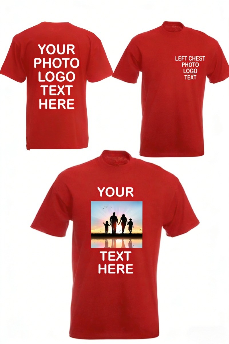 Custom Photo & Text T-Shirt – Add Your Own Image Logo Personalized Casual TShirt