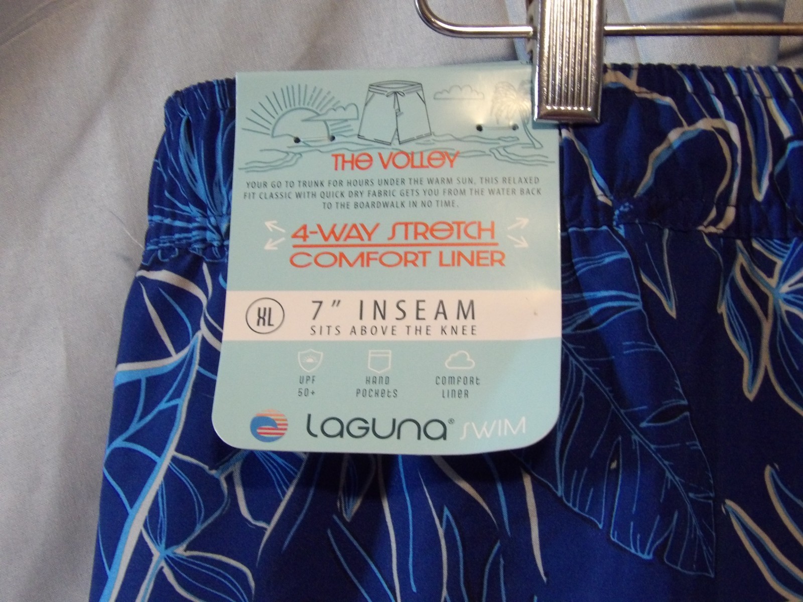 Laguna Blue Tropical Floral Theme Lined Swim Trunks Shorts Men’s Size XL NWT