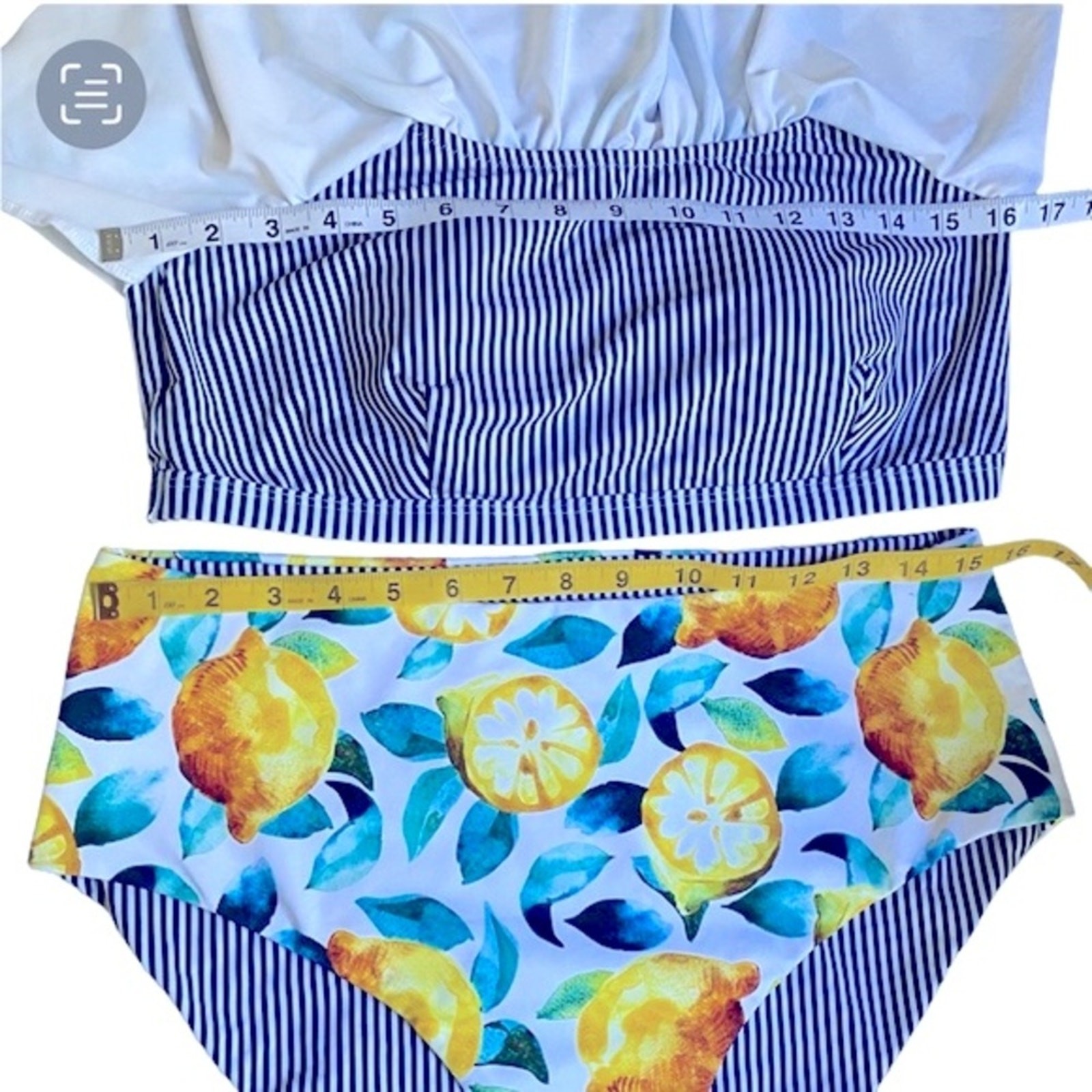 Womens Bikini Set Large Two piece Swimsuit Lemon Cruise XL Bathing Suit 14 Boho