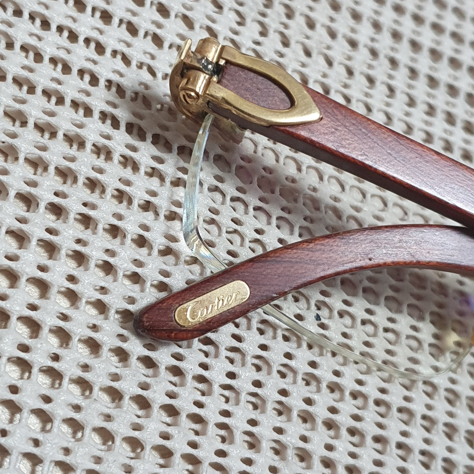 Cartier Bubinga Wood Rimless Frame Eyeglasses Authentic .3002