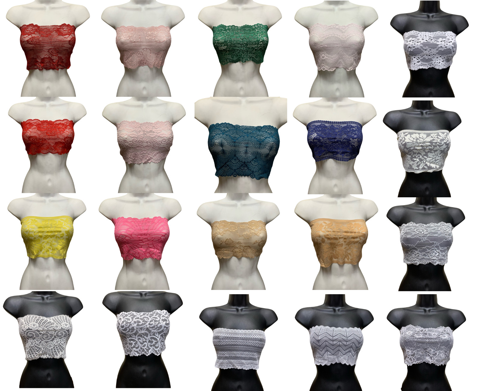 Lace Tube Top Layering Bandeau Stretchable Spandex Bra Strapless Bralette
