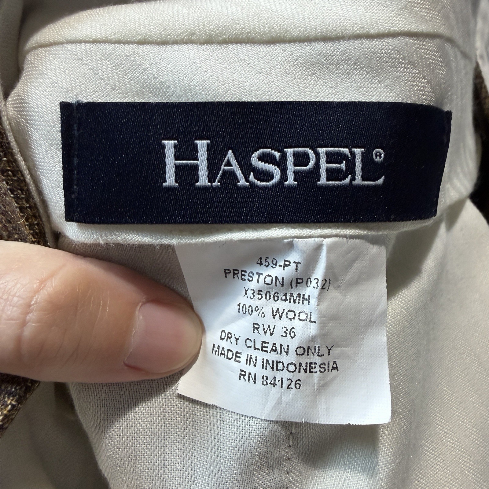 Vintage Haspel 100% Wool Cuffed Trousers Mens 36×30 Brown Plaid Dress Pants