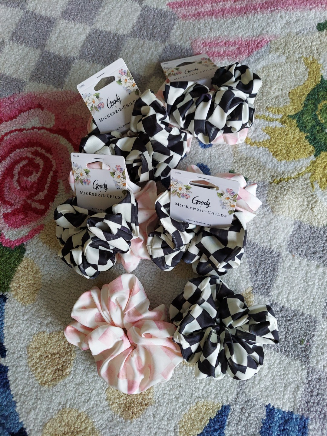 MacKenzie-Childs x Goody Target Rosy Check & Courtly Check Satin Scrunchie 2 CT