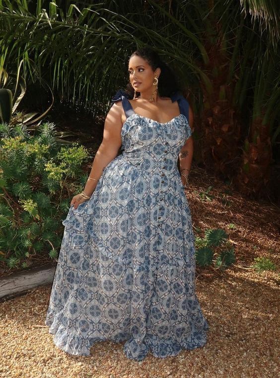 Torrid Festi Drop Waist Maxi Dress Dutch Medallion Ancient Scroll (Blue) 0X NWOT