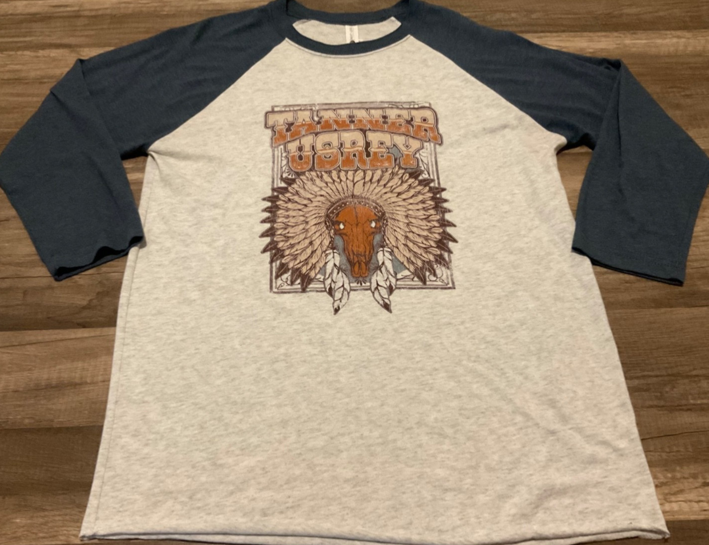 NEXT LEVEL BASEBALL RAGLAN TANNER USERY WESTERN LEATHER ( MENS M ) GREY BLUE