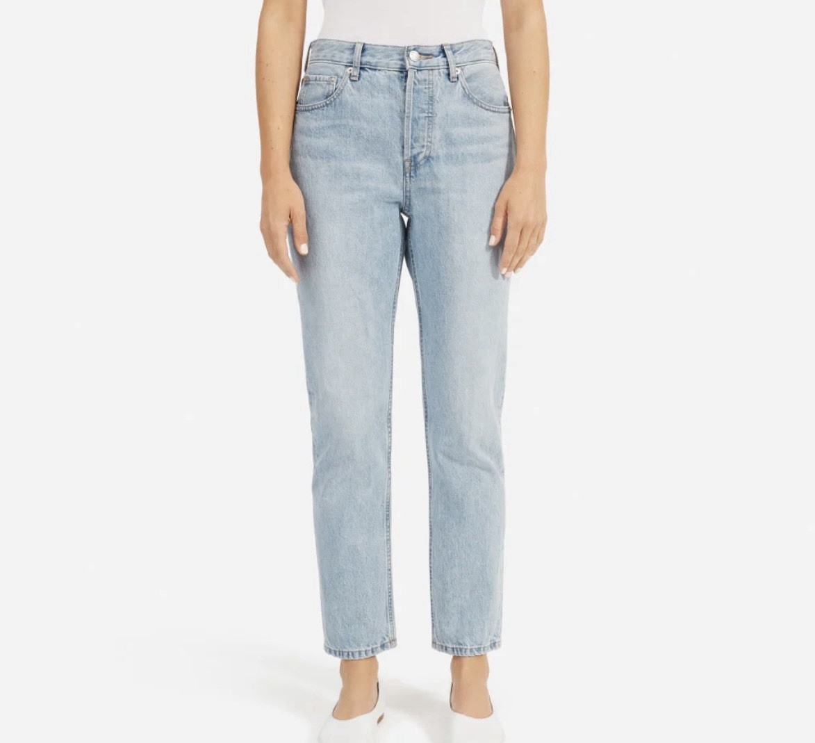 Everlane Women’s 90’s Cheeky High Rise Straight Leg Light Blue Organic Jeans 28