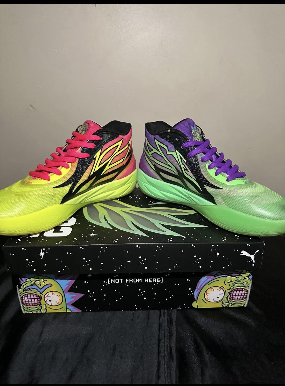 PUMA MB.02 Rick and Morty Multicolor Lace-Up Basketball Sneakers Rubber Outsole