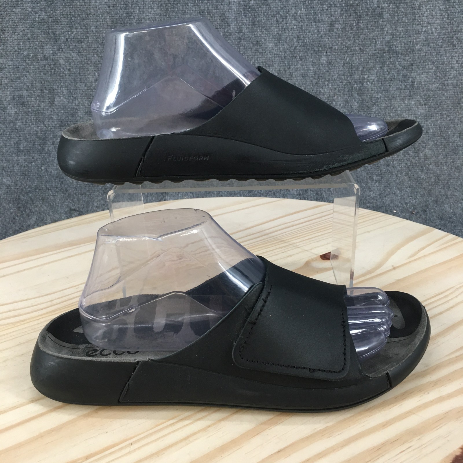 ECCO 2nd Cozmo Sandals Womens 40 Casual Slip On One Band Slide Black Leather