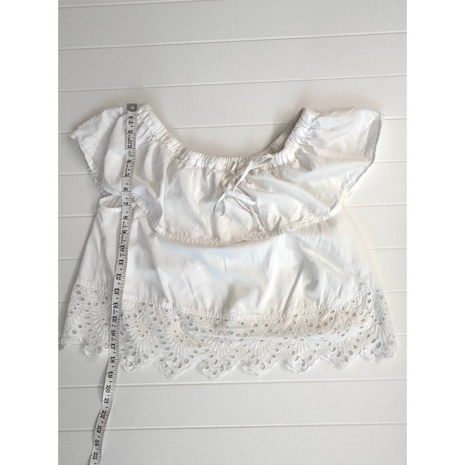 Made well Eyelet Lace Ruffle Crop Top Scalloped Boho grandmillineal French girl