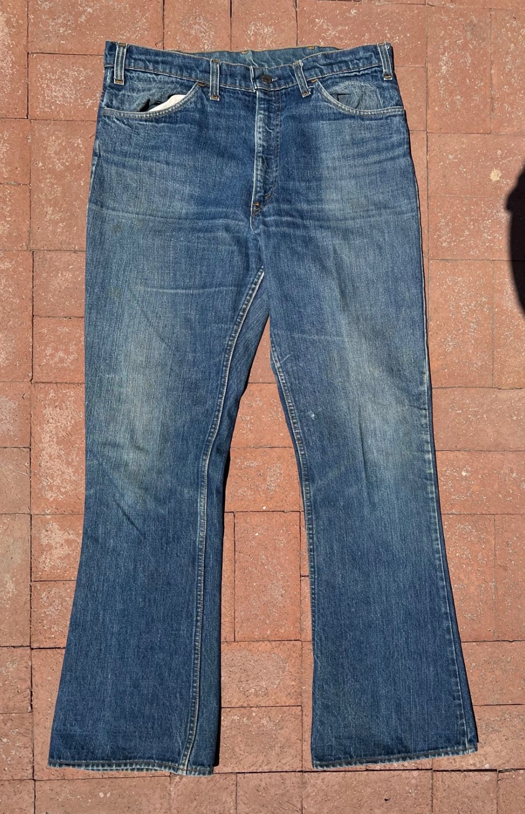 Vtg 1970s 35 x 34 Levi’s 646 Orange Tab Bell Bottom Flare Jeans Bootcut Soville