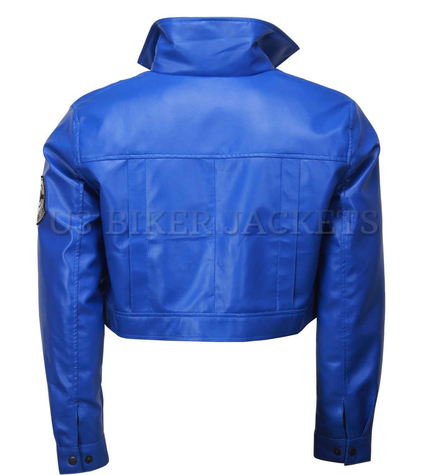 Future Trunks Capsule Corp Blue Leather Crop Jacket Cosplay Costume Dragon BallZ