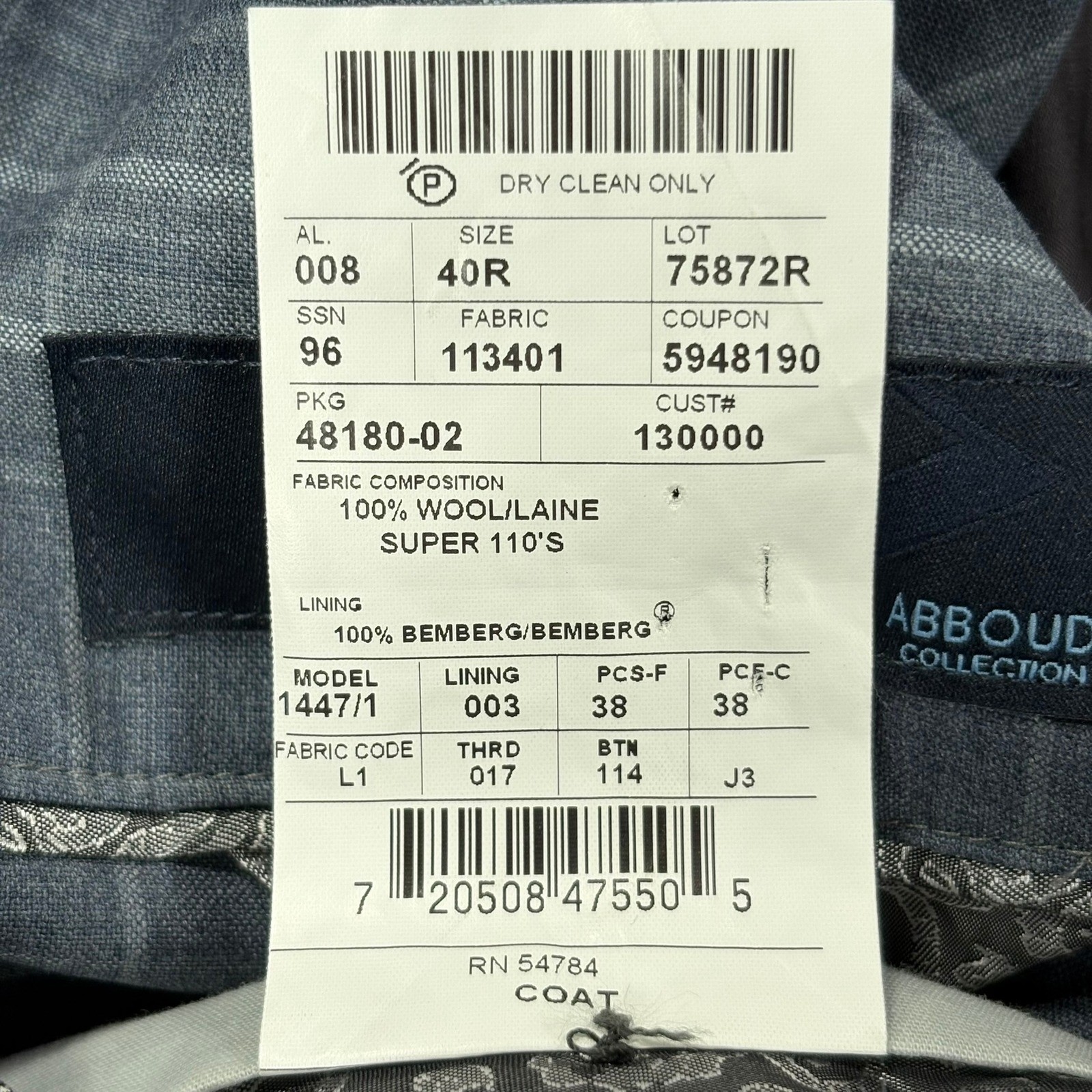 Joseph Abboud Loro Piana Super 110s Blazer Mens 40R Blue Gray Plaid Wool USA
