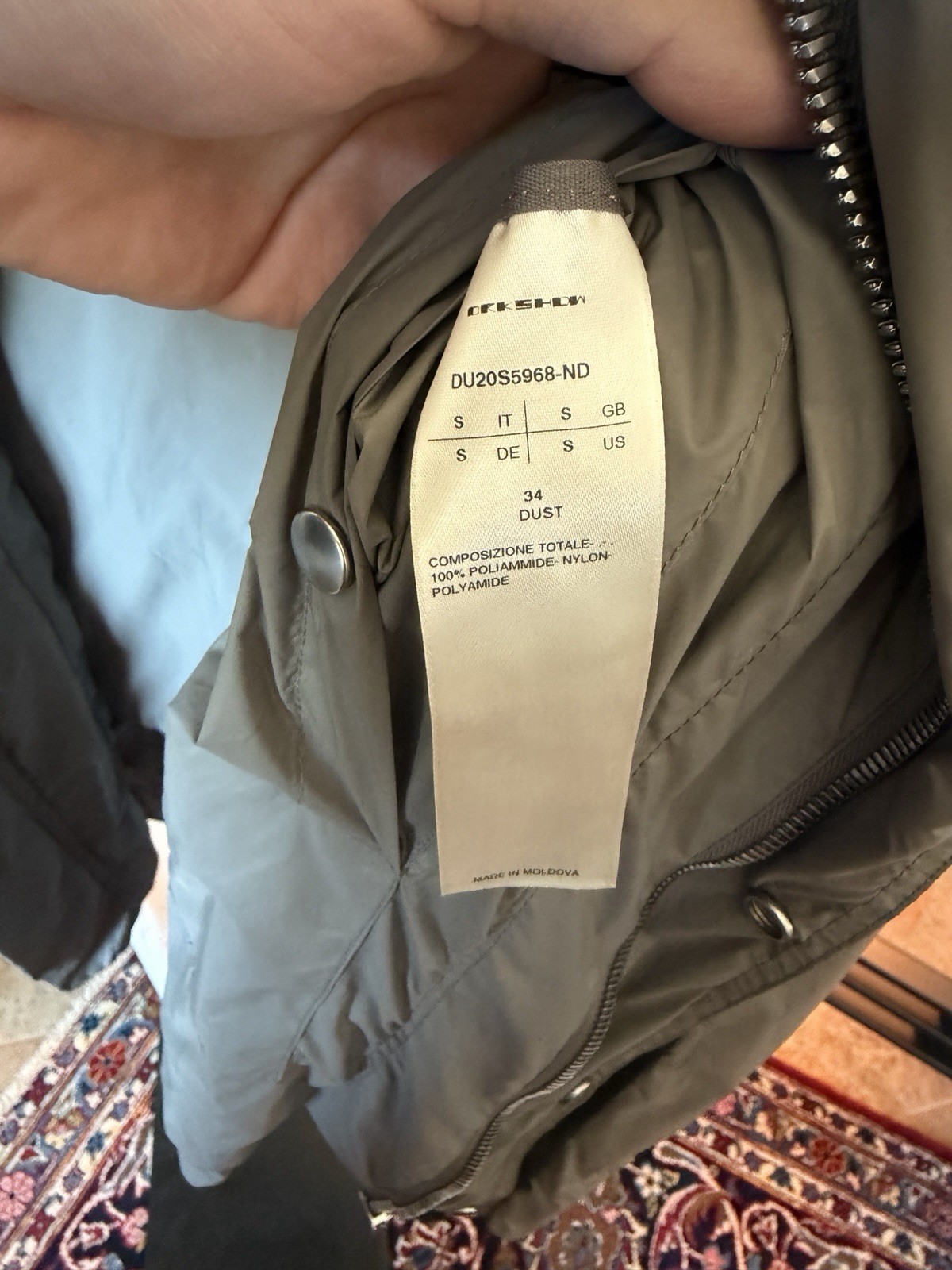 Rick Owens DRKSHDW SS18 Fishtail Parka in Stone SIZE S