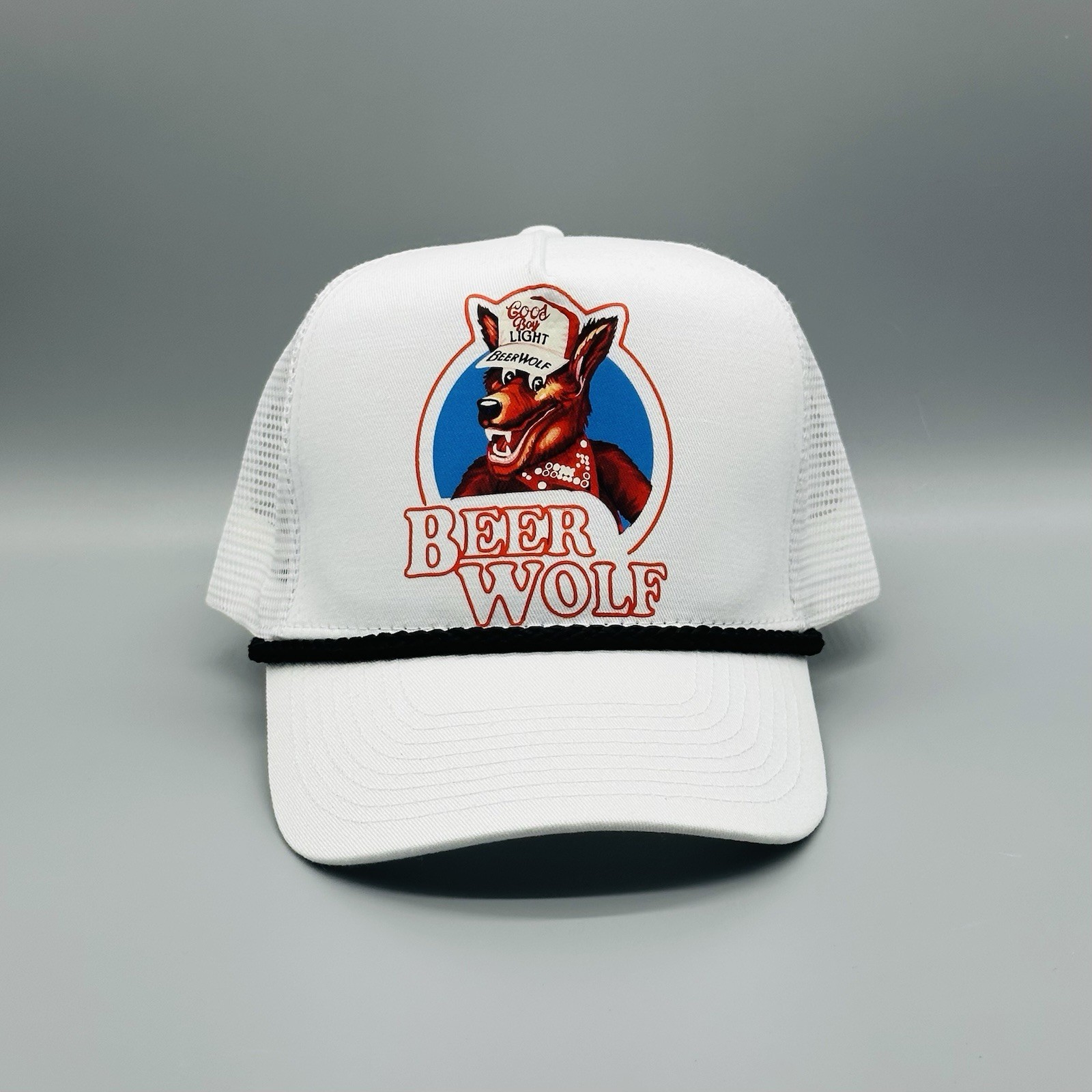 Beer Wolf Trucker Hat Retro SnapBack Cap Coors Light 80s