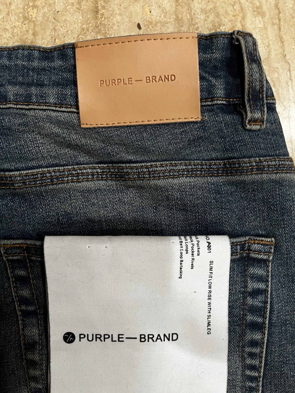 PURPLE BRAND – Distressed Painted Medium Wash Denim P004 Jeans – Men’s Sz 36×34