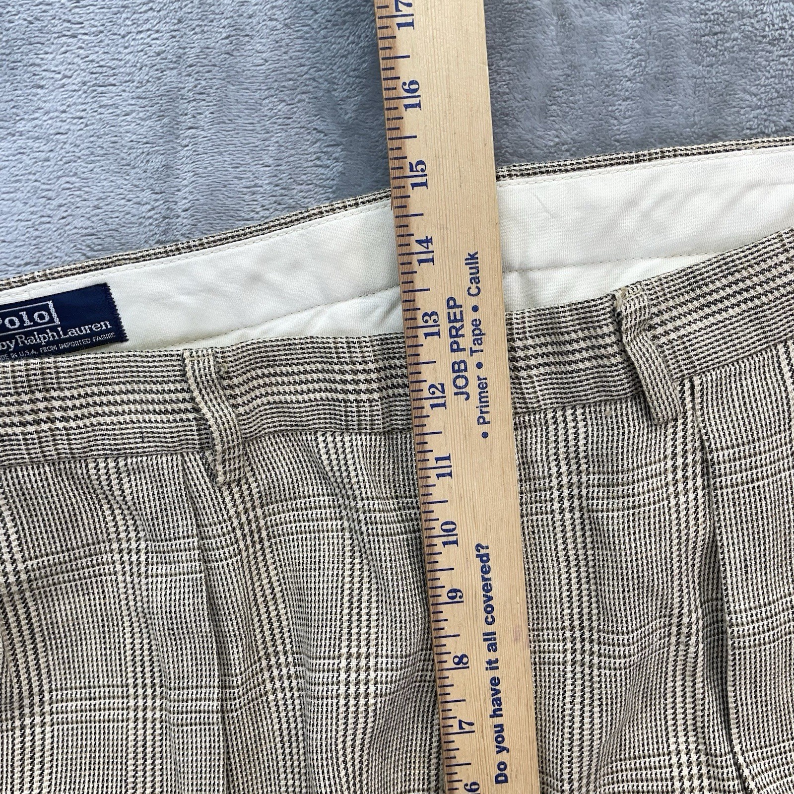 Vintage Polo Ralph Lauren Pants Men 34×32 Dress glen plaid pleated money USA