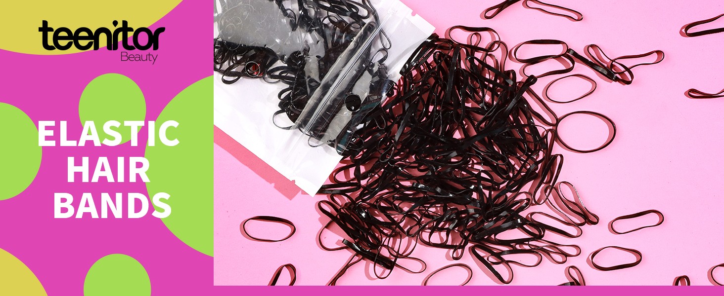 Black Elastics Ties, 300pcs Rubber Bands Hair Soft Elastic Bands