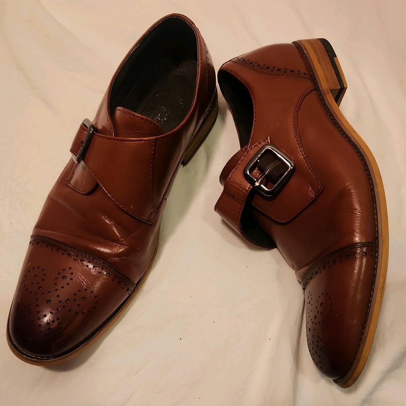 Stacy Adams Men’s Dickinson Leather Cap Toe Oxford Shoes Cognac Size 10 M