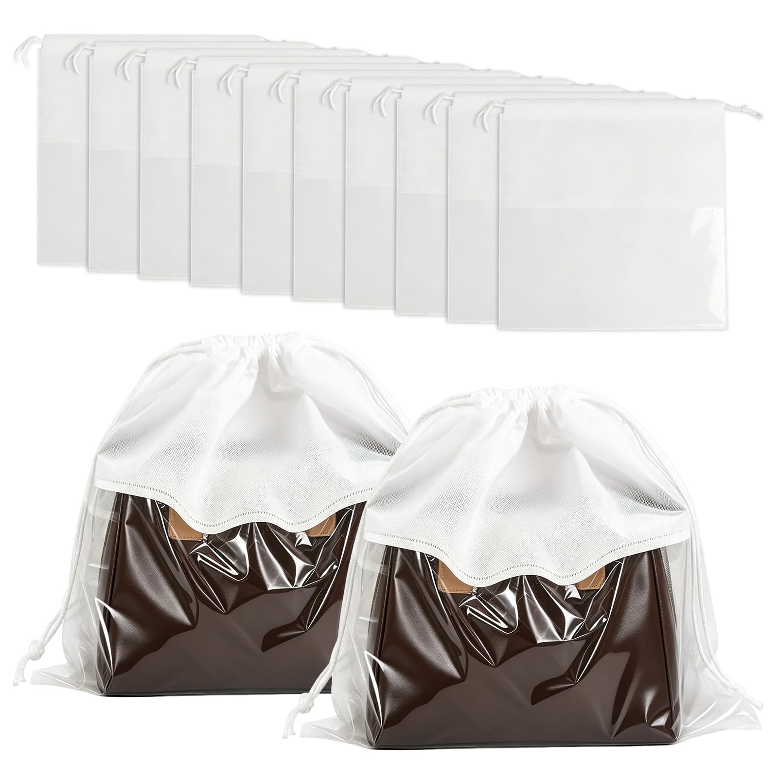 12 Pieces Dust Bags for Handbags White Non-Woven 19.7 x inches,