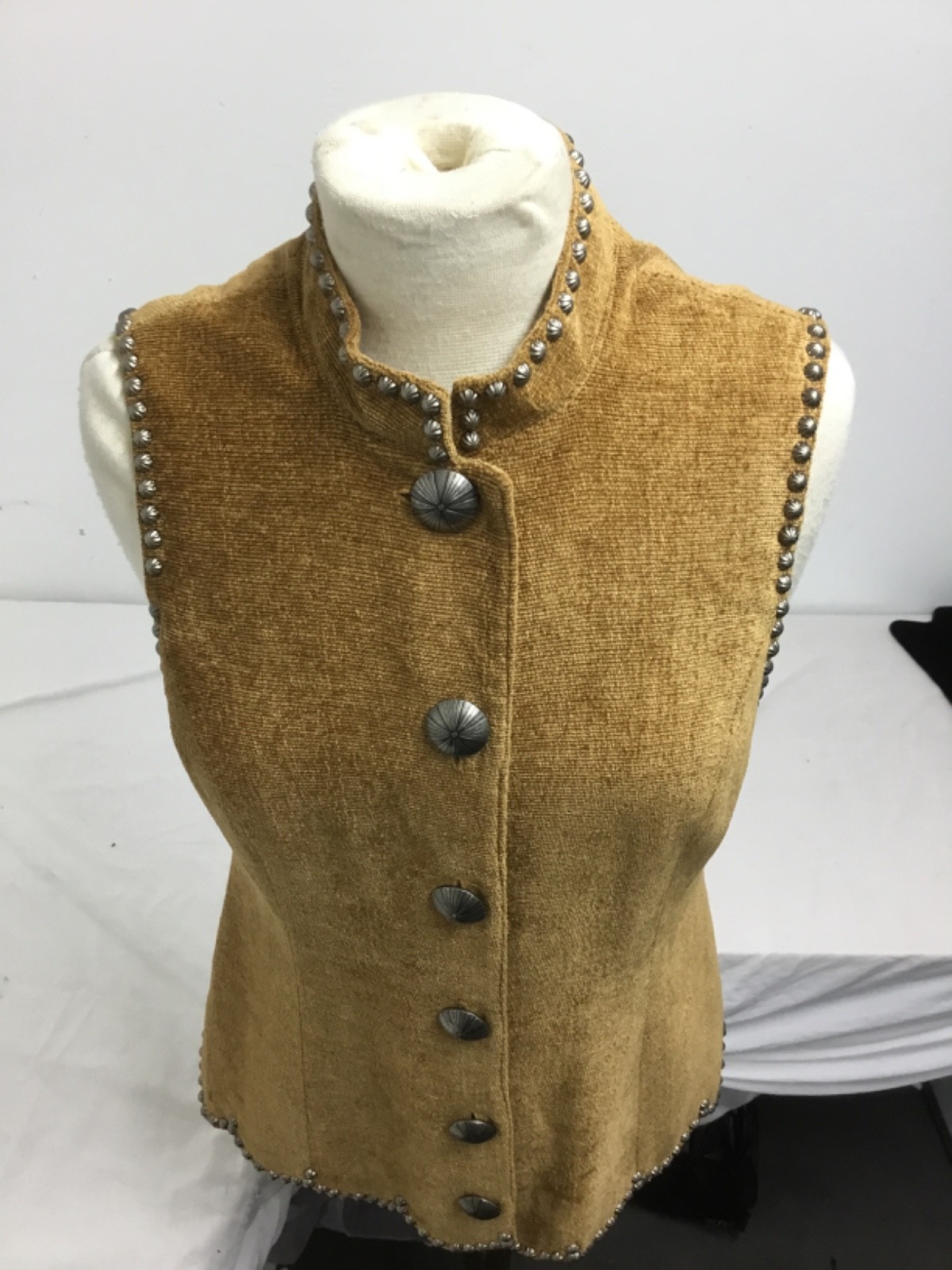 Double D Ranch Wear, Studded Vest, Button Down, Brown, Sz S, (SR896)