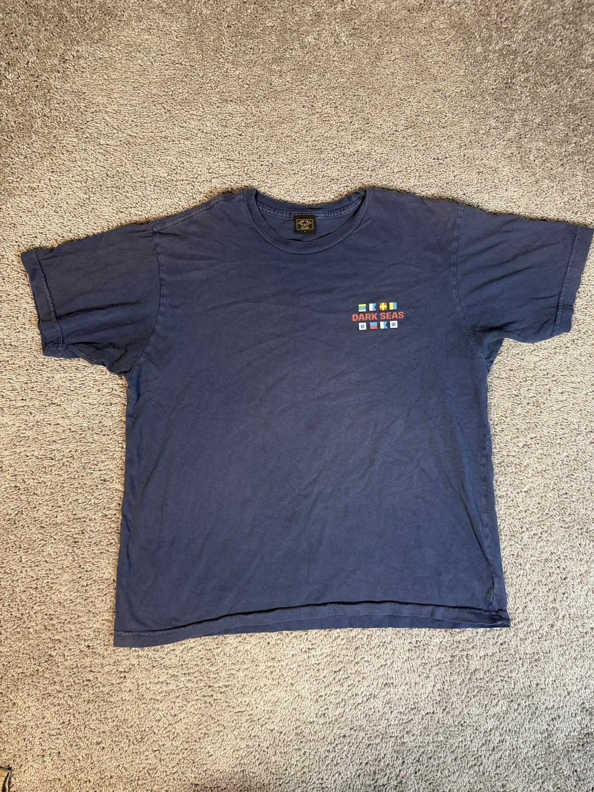 Dark Seas Division Shirt Mens L Blue Coast To Coast Graphic Crew Neck Cotton